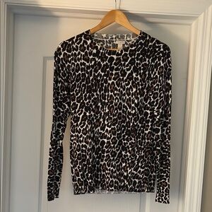 J. Crew Black and White Fitted Long Sleeve Sweater